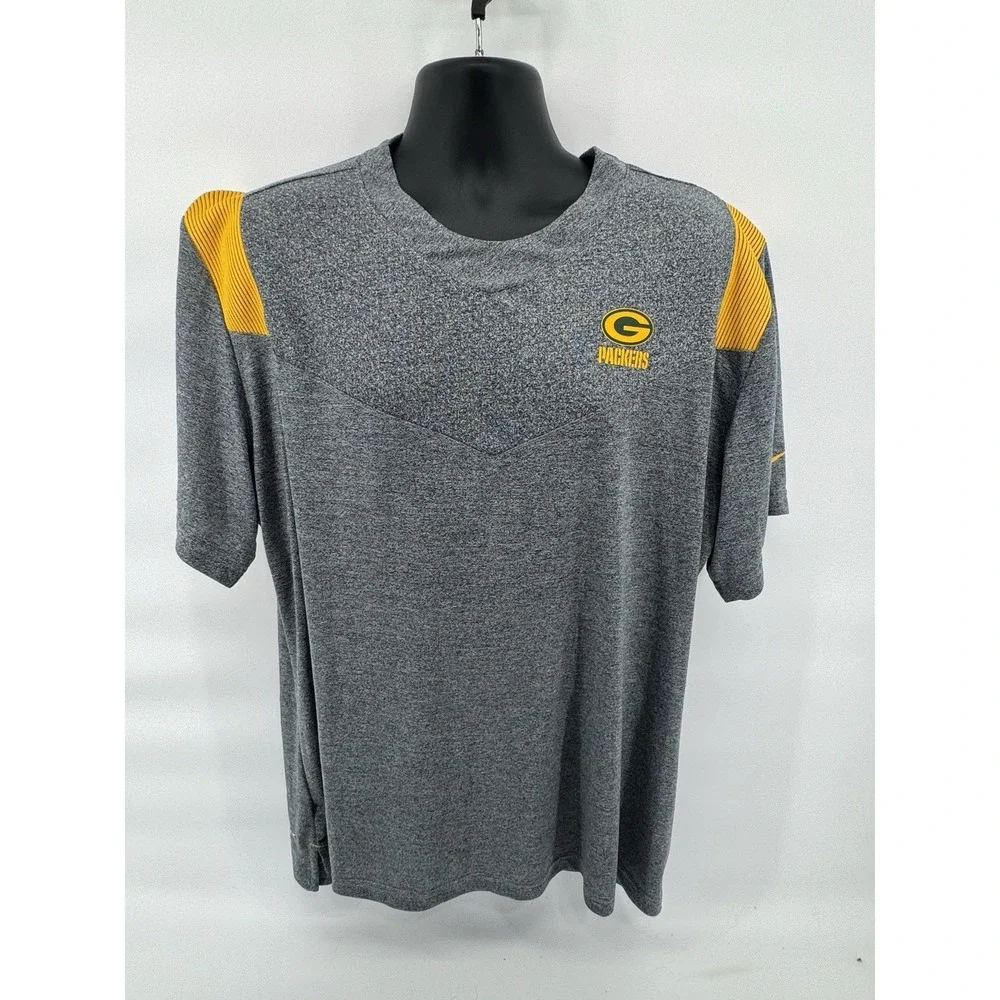 Nike Green Bay‎ Packers Dri-FIT T-Shirt Men's XXL Gray Yellow NFL